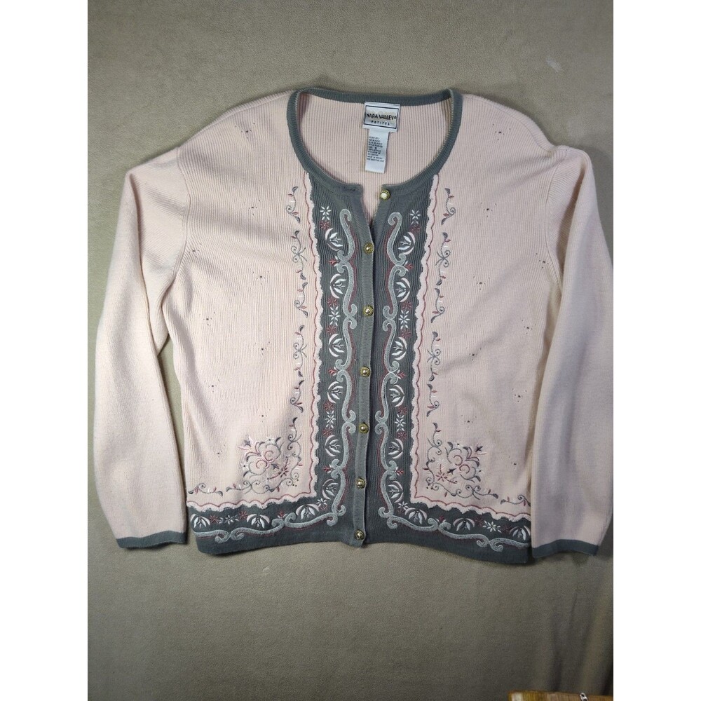 Vintage Napa Valley Petites Cardigan Pastel Pink Cardigan Cottagecore Coquette